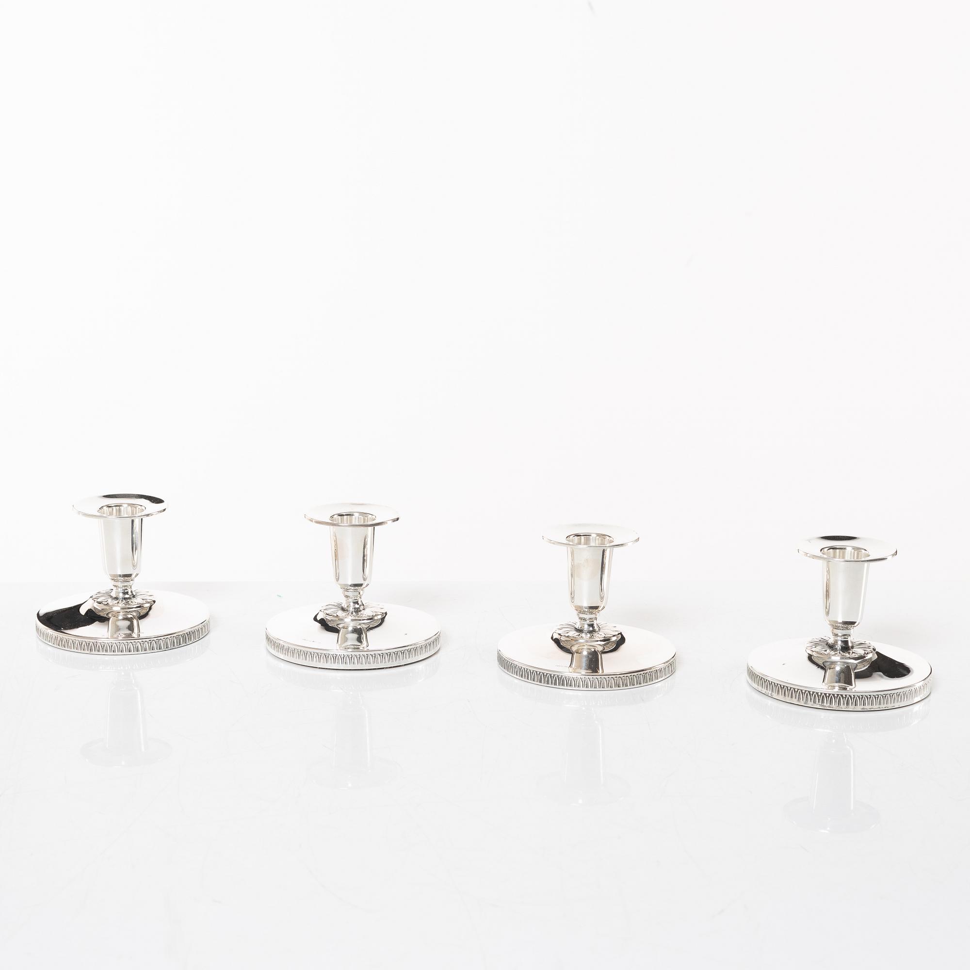 Ljusstakar, 4 st, silver, K&EC, Göteborg 1958-62.