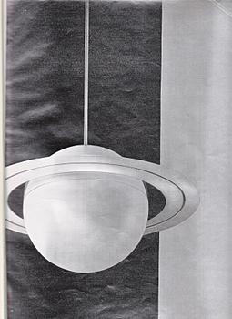 Edward Hald, taklampa, "Saturnus", modell "HD 602", Orrefors, 1930-tal.