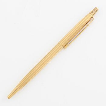 Caran d'Ache, pen, outer casing 18K gold with brilliant-cut diamonds.