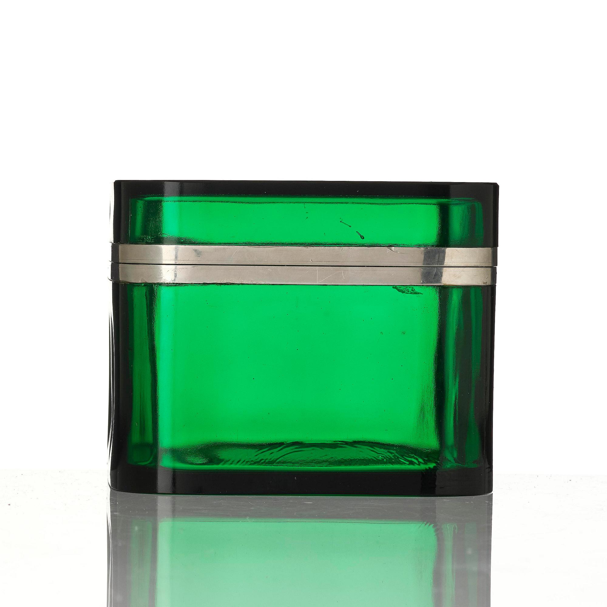 Josef Frank, a pewter mounted green-tinted glass box, Firma Svenskt Tenn.
