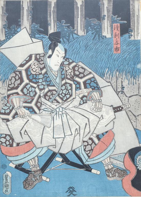 Utagawa Kunisada, samuraj, Japan 1800-talets mitt.