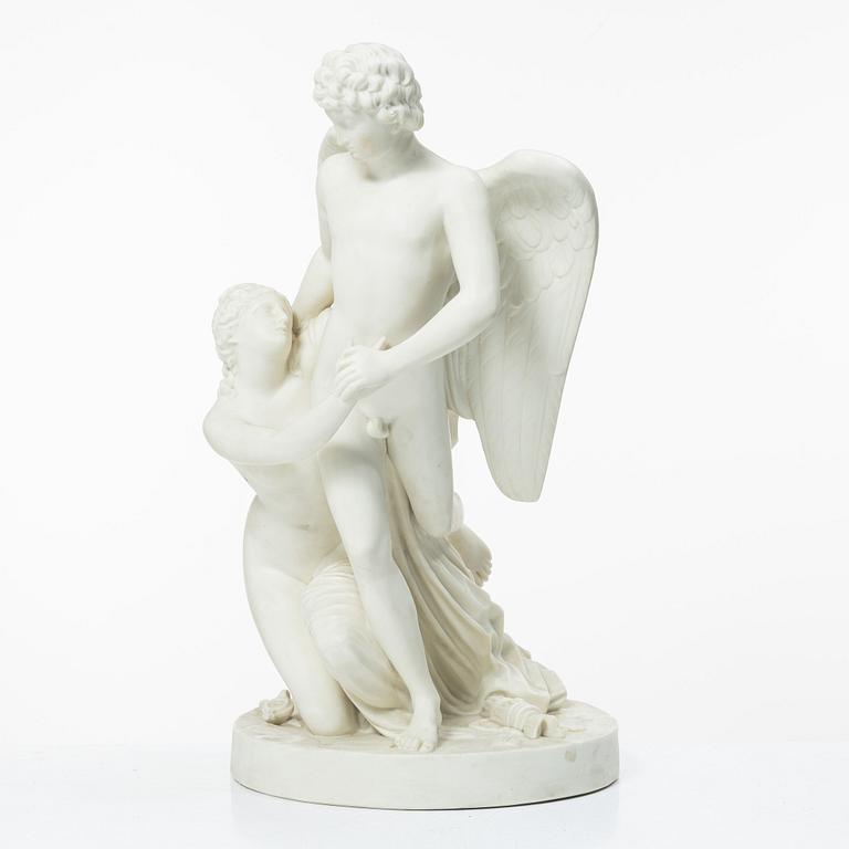 Johan Tobias Sergel, after, "Amor and Psyche", figurine, parian, early 20th century.