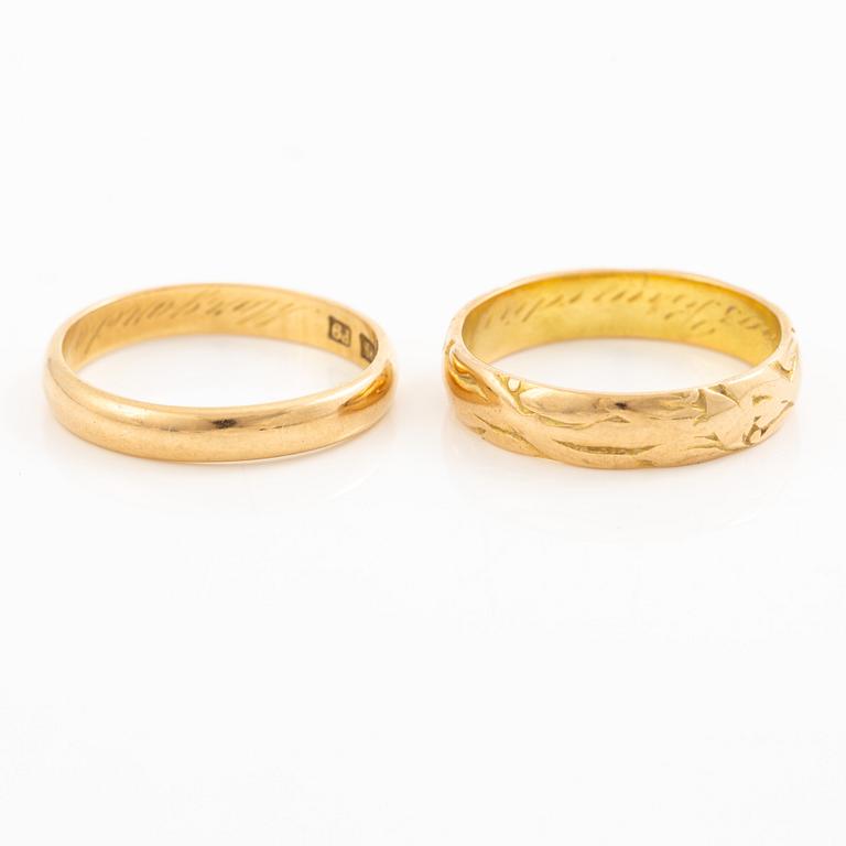 Rings, 2 pieces, 18K gold.