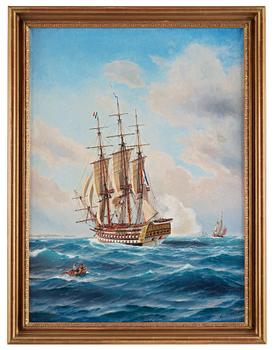 Jacob Hägg, "Franskt linjeskepp till segels" (French line ship at sail).