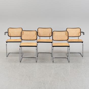Marcel Breuer, five tubular steel 'Cesca' chairs, Knoll Studio.