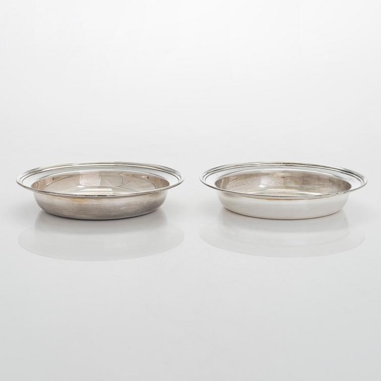 A pair of Danish sterling silver decanter coasters, maker's mark FB.