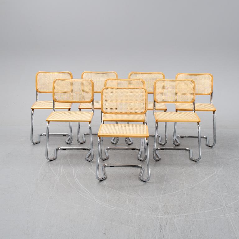 Eight tubular steel chairs, second half of the 20th Century.