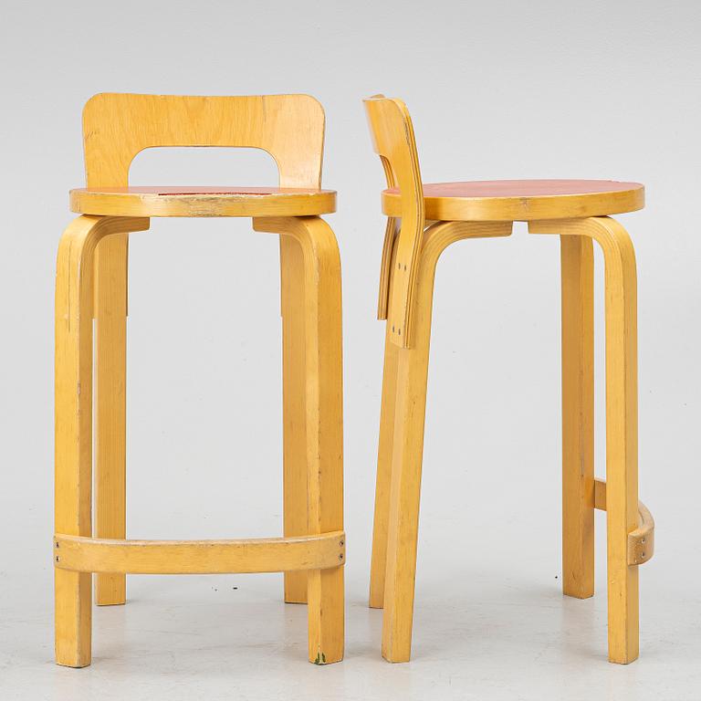 Alvar Aalto, four 'K65' bar stools, Artek, Finland, 2002.