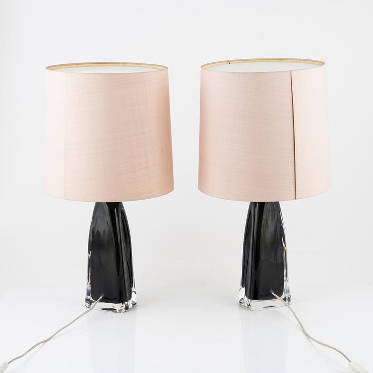 A pair of table lamps Carl Fagerlund,  Orrefors, 1960's.