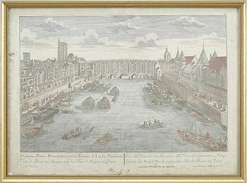 KOPPARSTICK, 2 st, delvis kolorerade, 1700-tal.