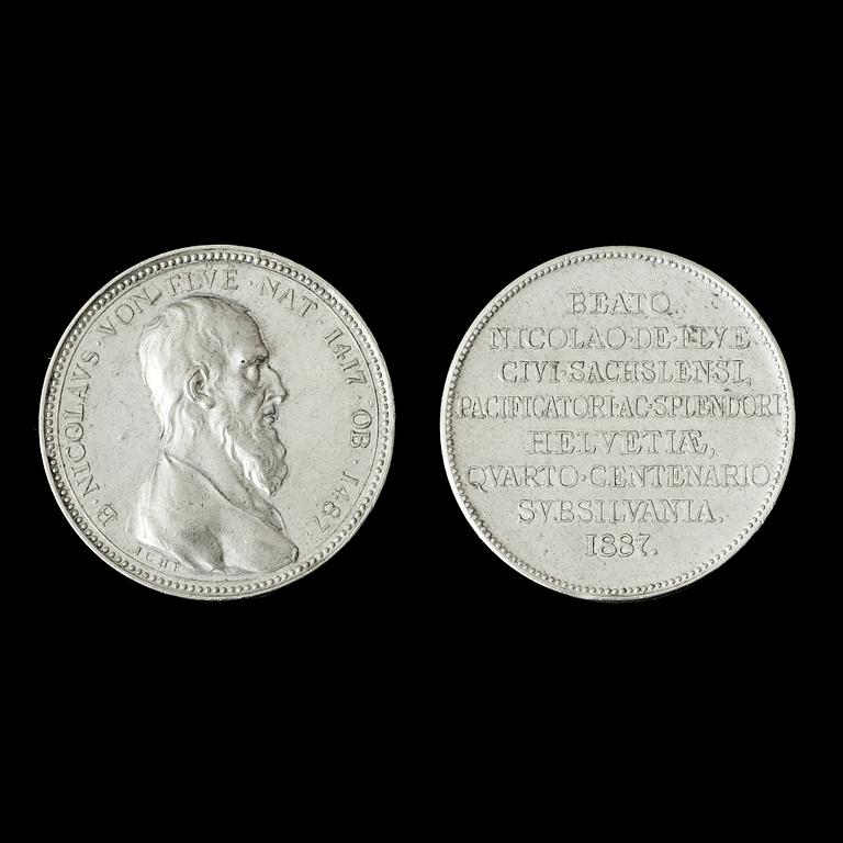 Lot om fyra medaljer: Hedlingers självporträtt,  C M Krell, N von Flüe samt Ph von Stosch.