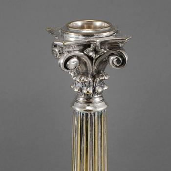 LJUSSTAKAR, ett par, nysilver, gustaviansk stil, 1900-tal.