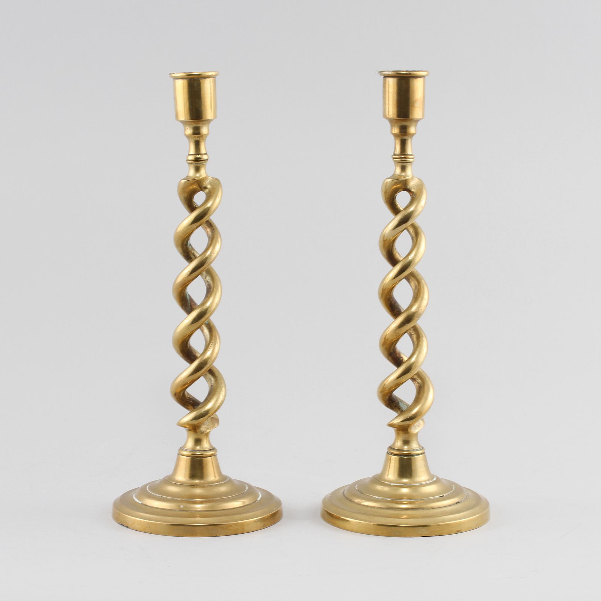 LJUSSTAKAR, ett par, mässing, sent 1800-tal.