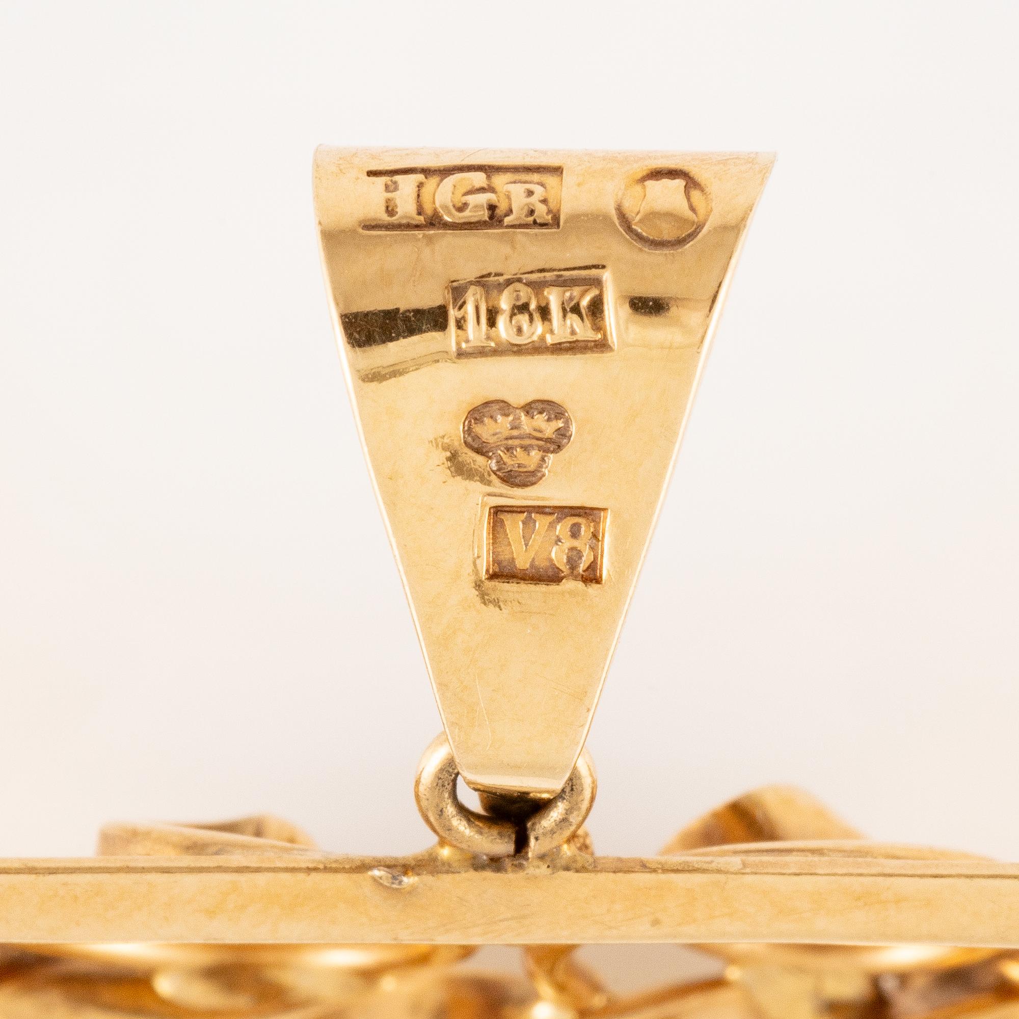 Pendant, 18K gold with citrine.