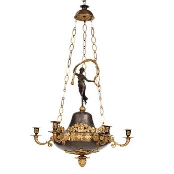 A Swedish Empire 19th century six-light hanging-lamp.