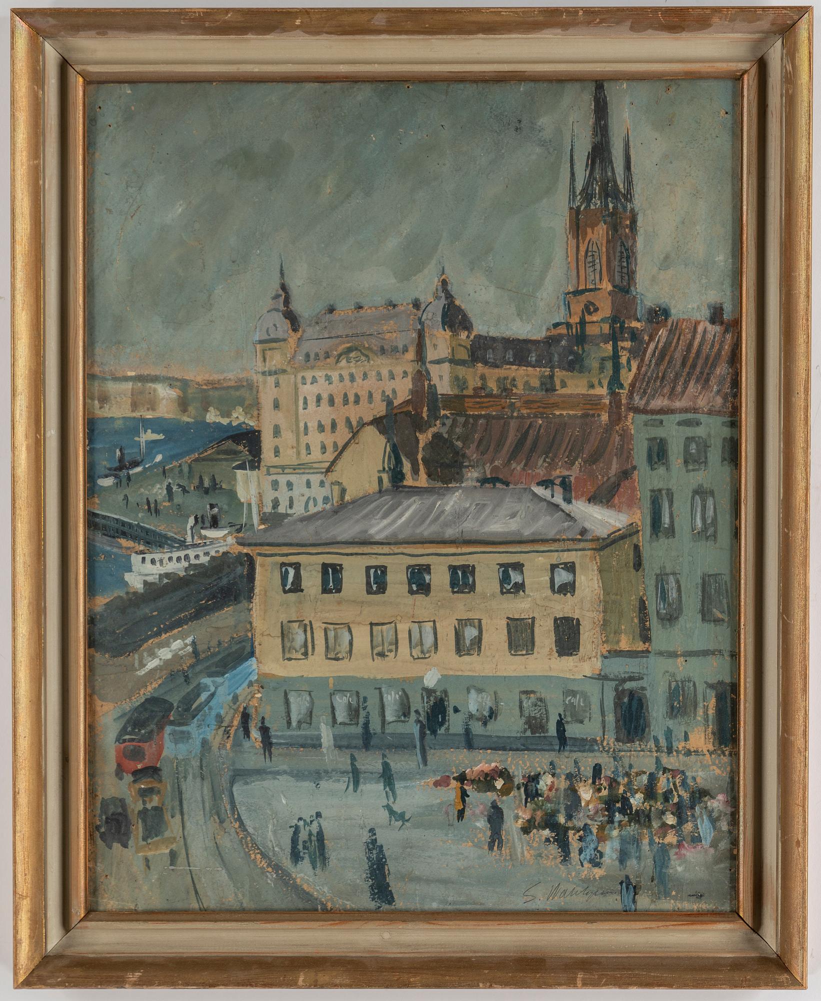 Sixten Wahlgren, gouache, signerad.