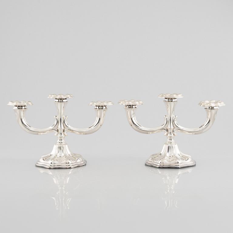 A pair of candelabras, silver. CG Hallberg, 1952.