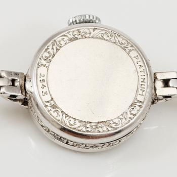 ARMBANDSUR, platina, Bucherer, Lucerne, Swiss, med ARMBAND, 18K vitguld, 1949. Totalvikt med urverk ca 15 gram.