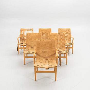 Bruno Mathsson, Armchairs, 6 pcs, "Eva", Karl Mathsson Company, Värnamo 1962.