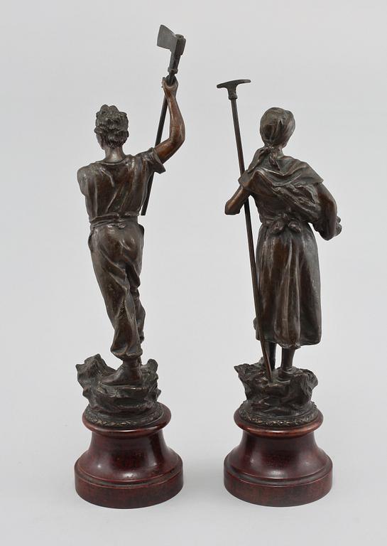 SKULPTURER, 2 st, patinerad metall, 1900-talets andra hälft.