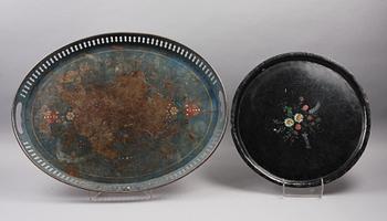 KRUKOR SAMT BRICKOR, 4 st, stengods, plåt, 1800/1900-tal.