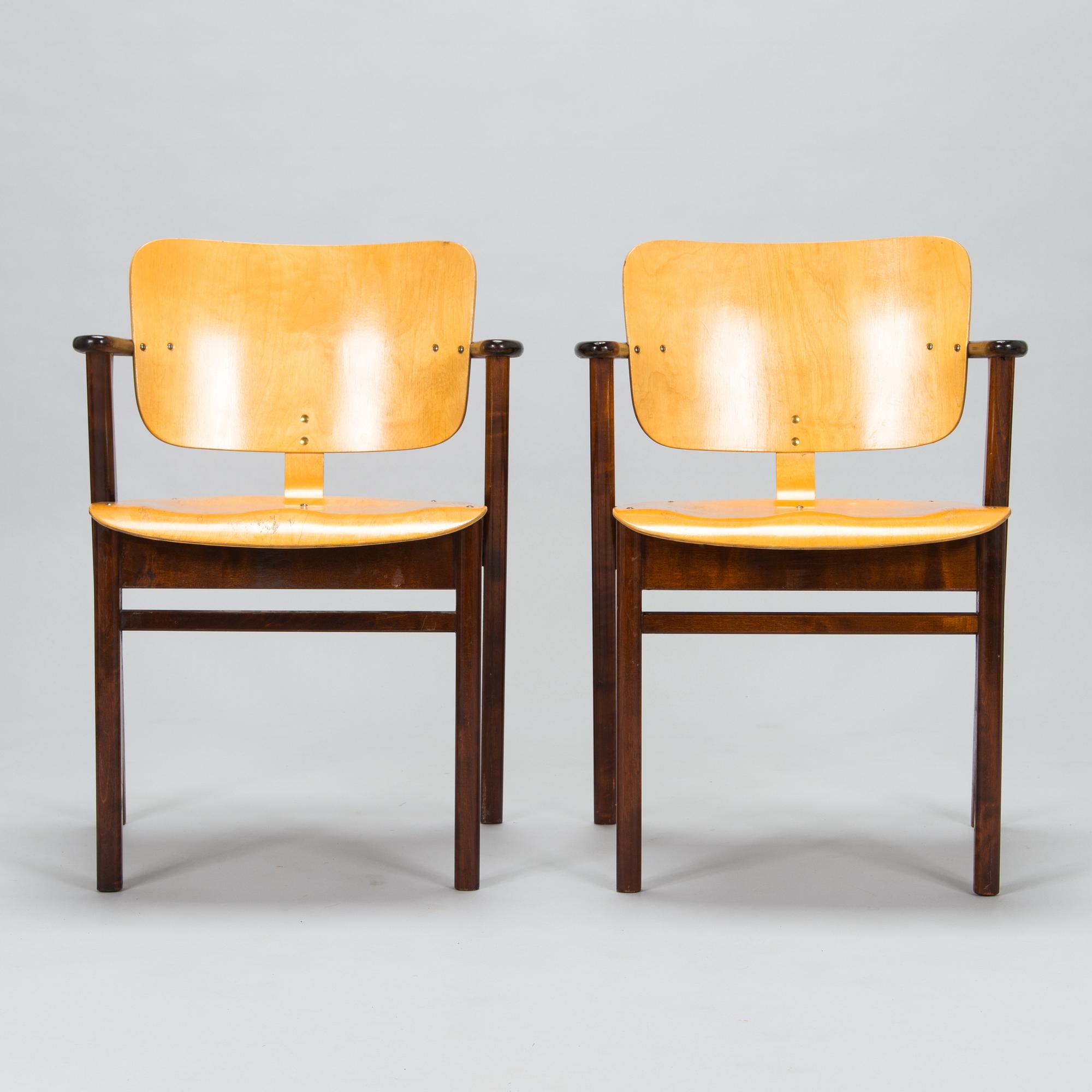 Ilmari Tapiovaara, karmstolar 6 st, "Domus", Keravan Puuteollisuus, 1940-talets slut.