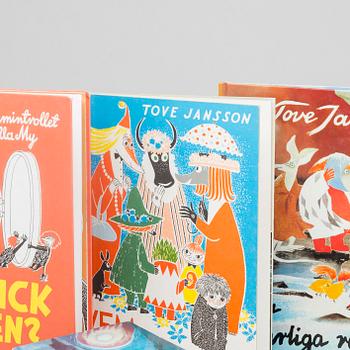 8+3 st SIGNERADE TOVE JANSSON MUMINPOCKETS SAMT TRE BARNBÖCKER.