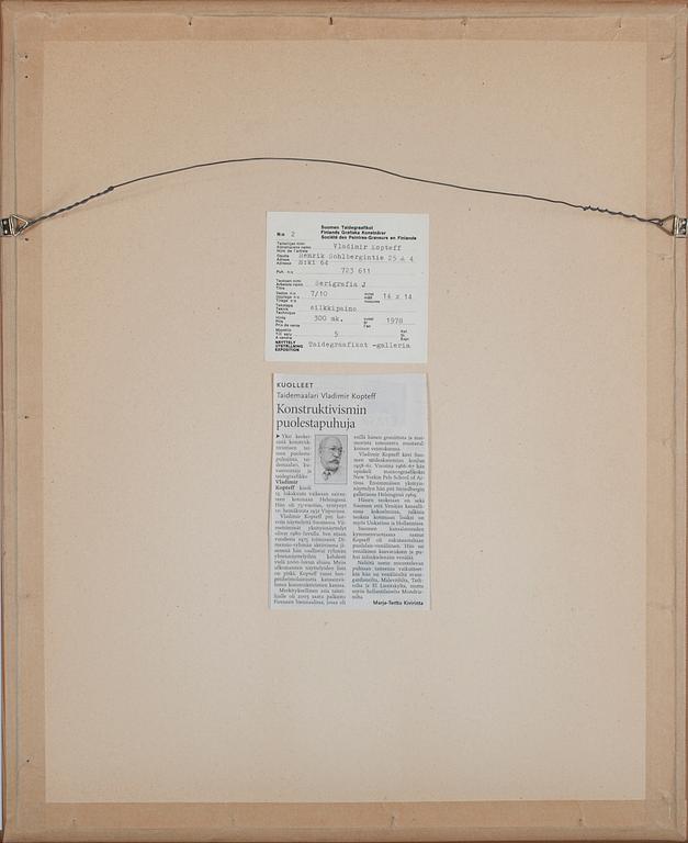 VLADIMIR KOPTEFF, serigrafi, numrerad 7/10, daterad 1978.