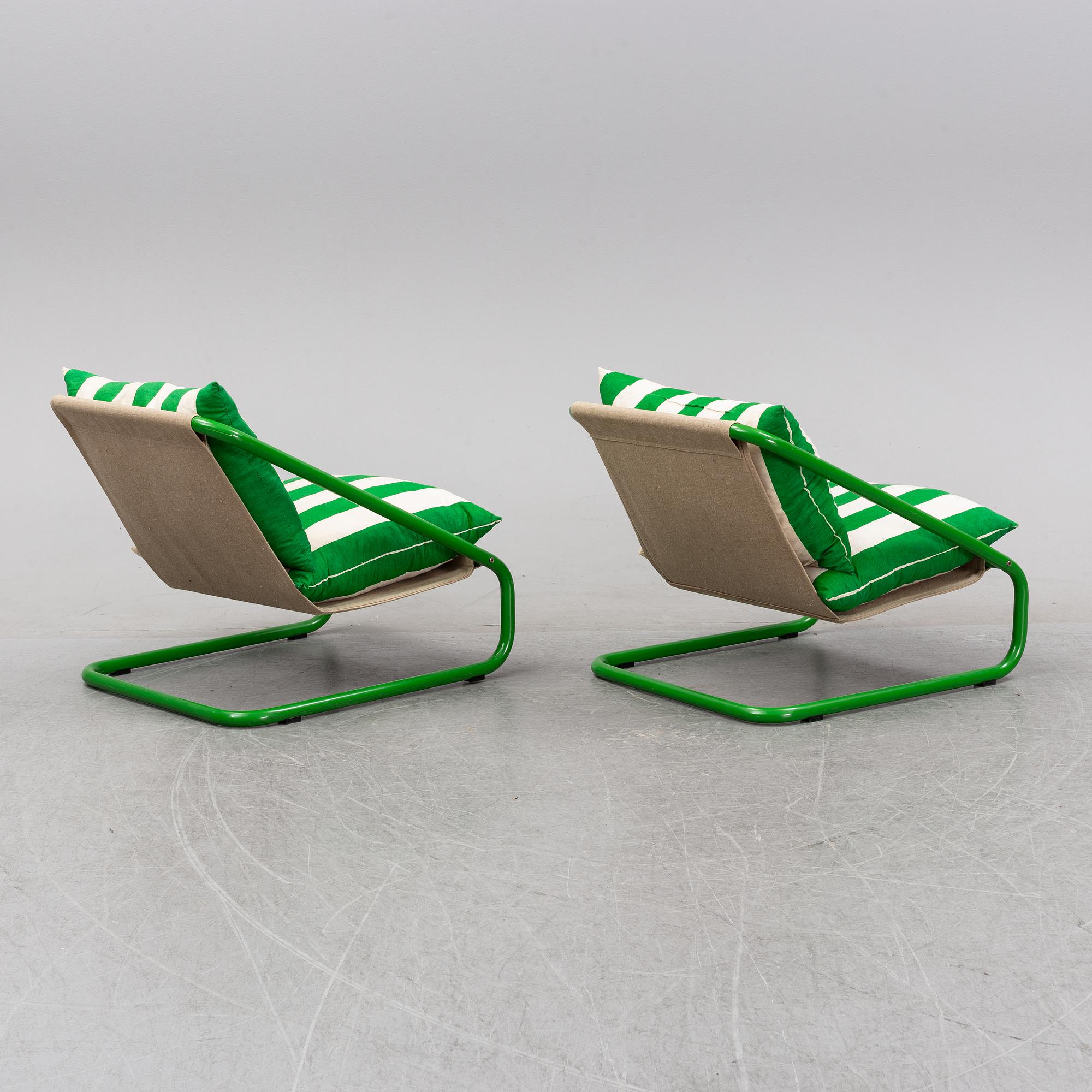 A pair of 'Gogo' easy chairs by Charlotte Rude & hjördis Olsson-Une, IKEA, model launched 1981.