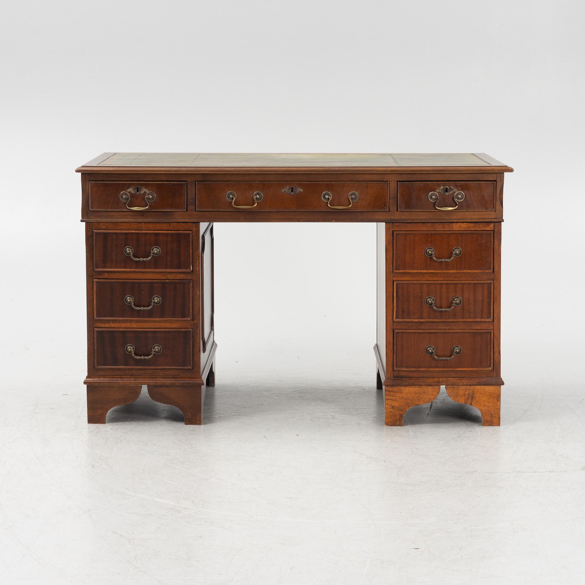 An English style mahogany desk, second half of the 20th Century.