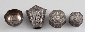 PARTI SILVER, 4 delar, 1900-tal, vikt 225 g.