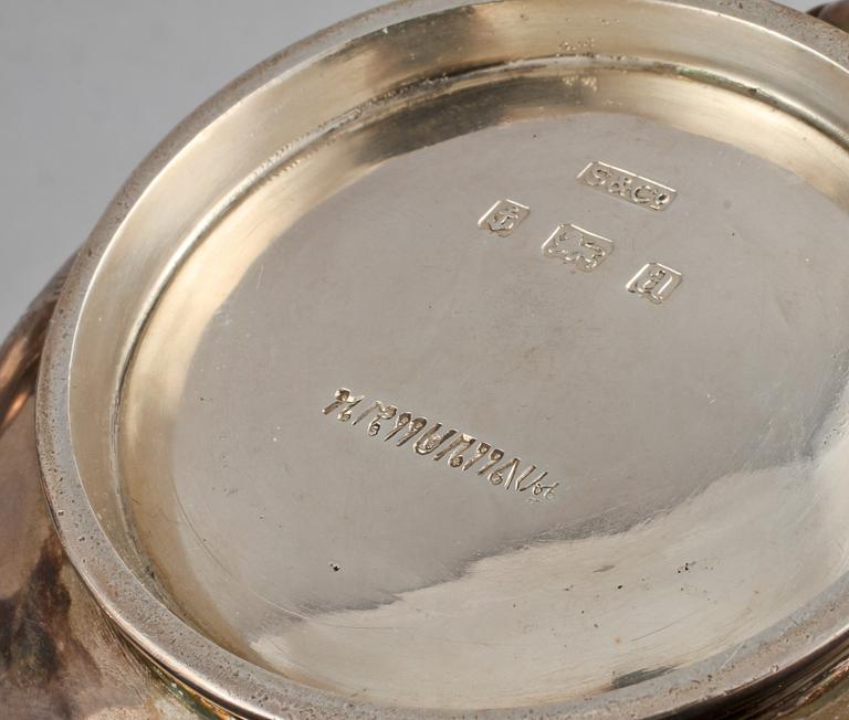 KAFFE- och TESERVIS, 4 delar, silver, S & Co, Birmingham, 1900-tal, total vikt ca 1307 g.