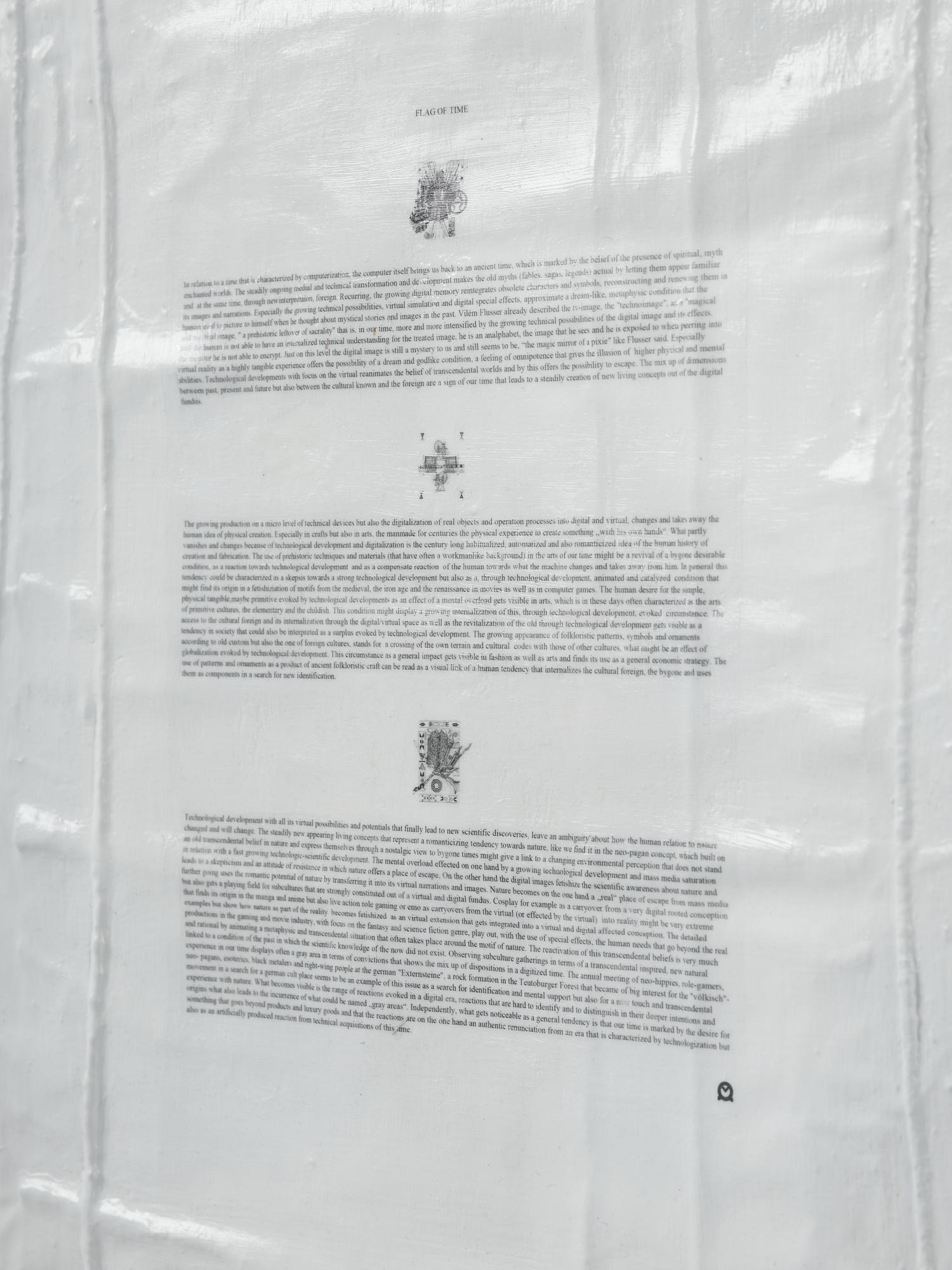 Veit Laurent Kurz, "Untitled #4 (Flag of Time Text Painting)".