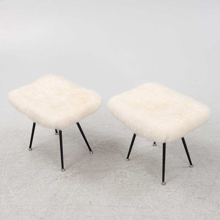 Scandinavian Modern, a pair of mid 20th century ottomans.