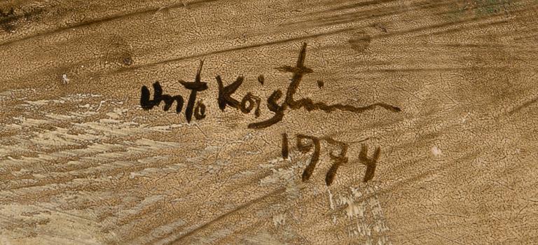 Unto Koistinen, olja på pannå, signerad och daterad 1974.
