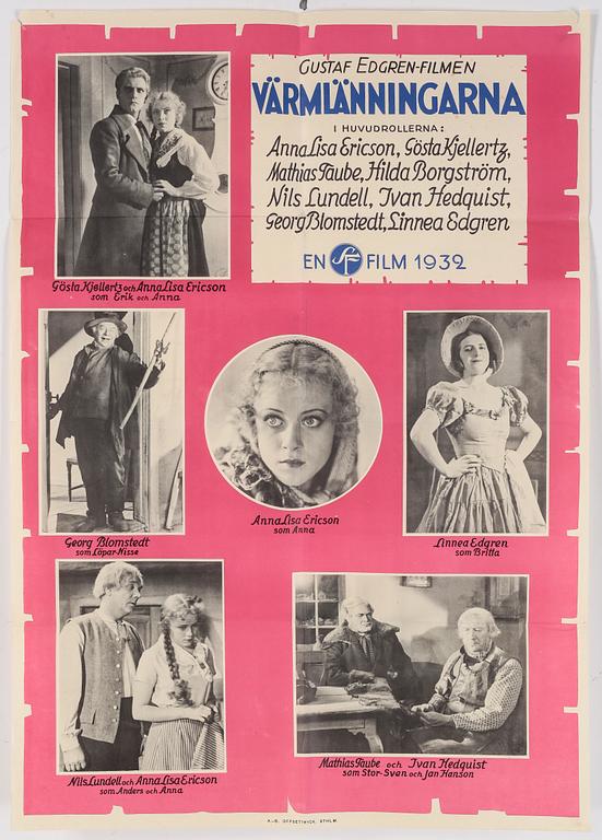 FILMAFFISCH, "Värmlänningarna", En SF Film 1932, A.-B Offsettryck, Stockholm.