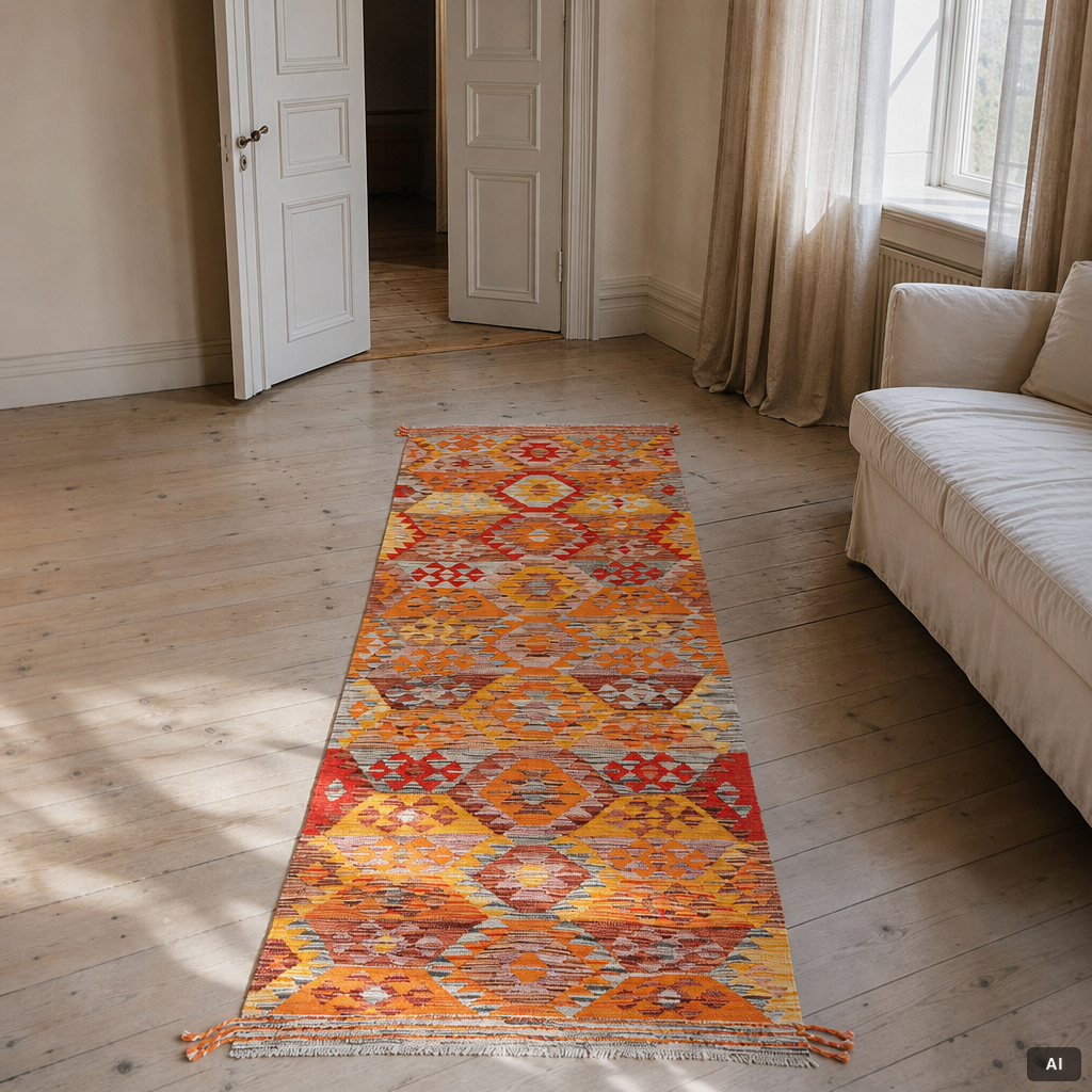 A Kilim runner, c. 255 x 85 cm.