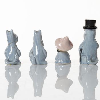 Leo Tykkyläinen, figuriner, 10 st, keramik, Mumin, Finland, 1950-tal.