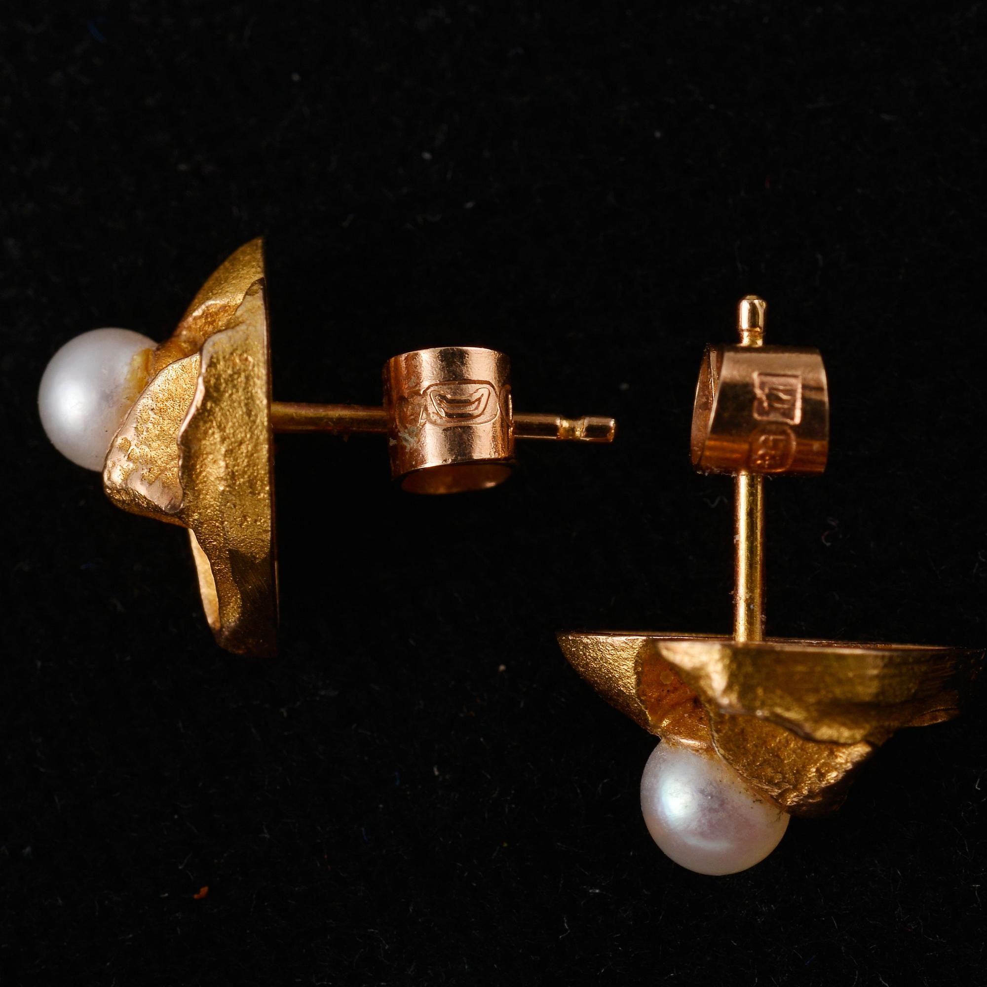 RINGAR, 2 st. samt ÖRHÄNGEN, guld 18K/14K, diamant, pärlor. Vikt tot. 9 g.