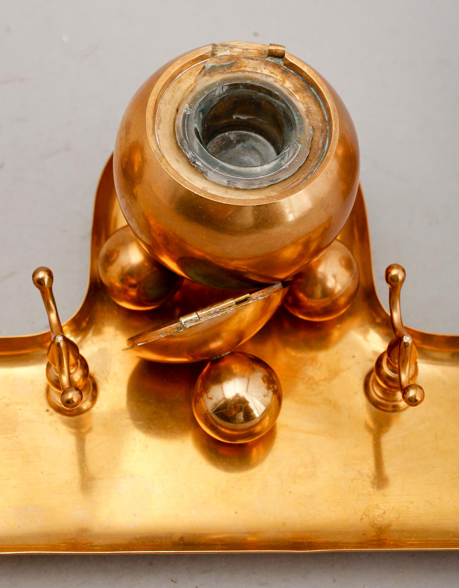 SKRIVBORDSSET, 3 delar, mässing, Gusums Bruk.