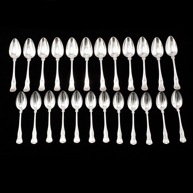 24 silver spoons from Sweden, 19th and 20th century, weight 1210 g.