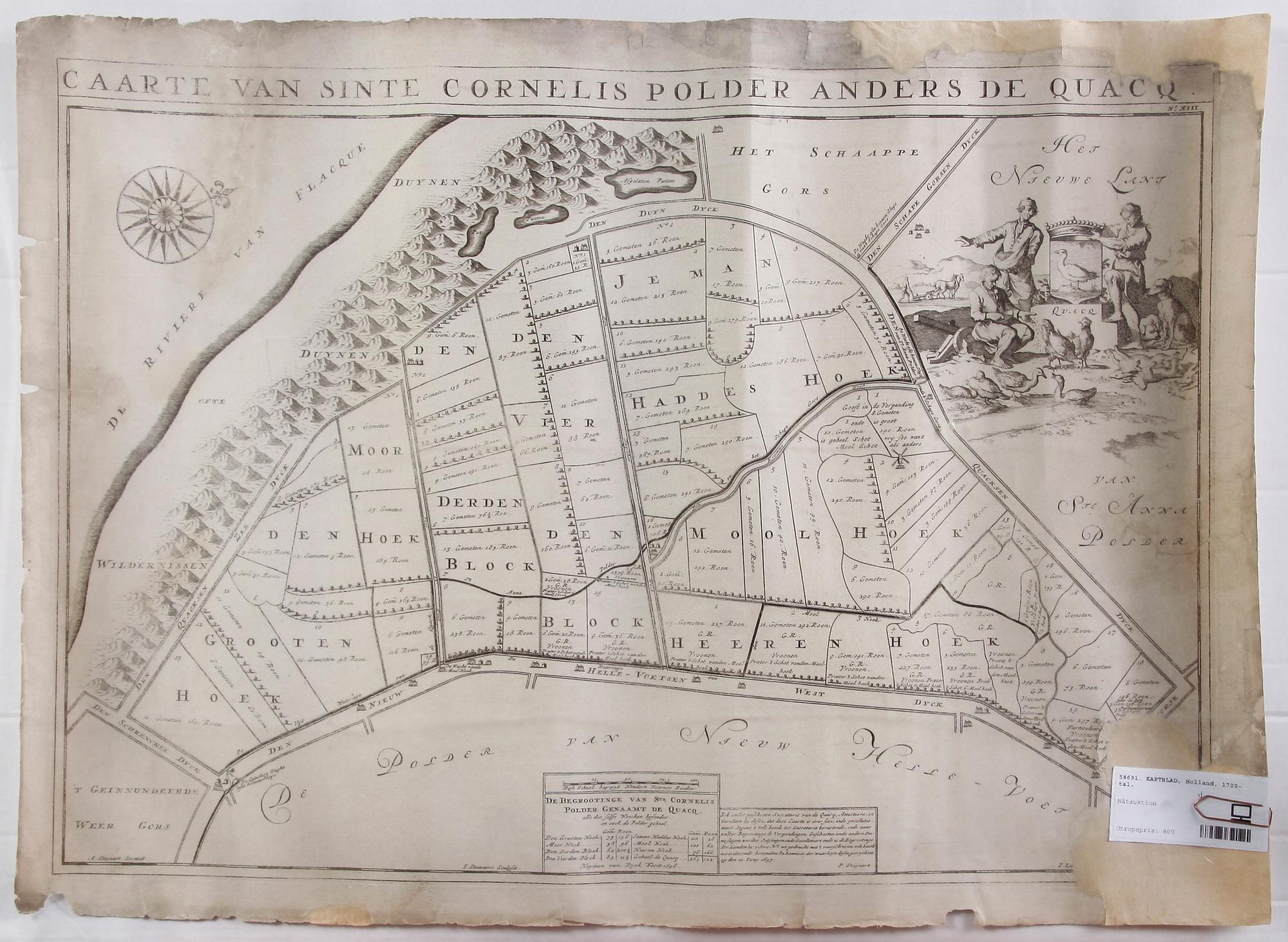 KARTBLAD, Holland, 1700-tal.