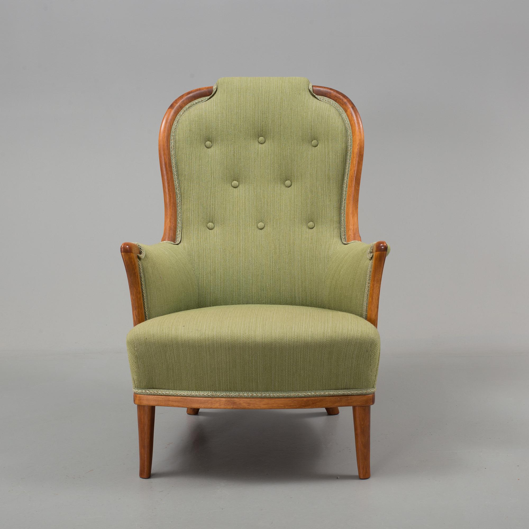 CARL MALMSTEN, fåtölj, "Vår fru", för AB OH Sjögren, Tranås, 1900-talets andra hälft.