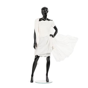 ODICINI COUTURE, a white silk cocktail dress.