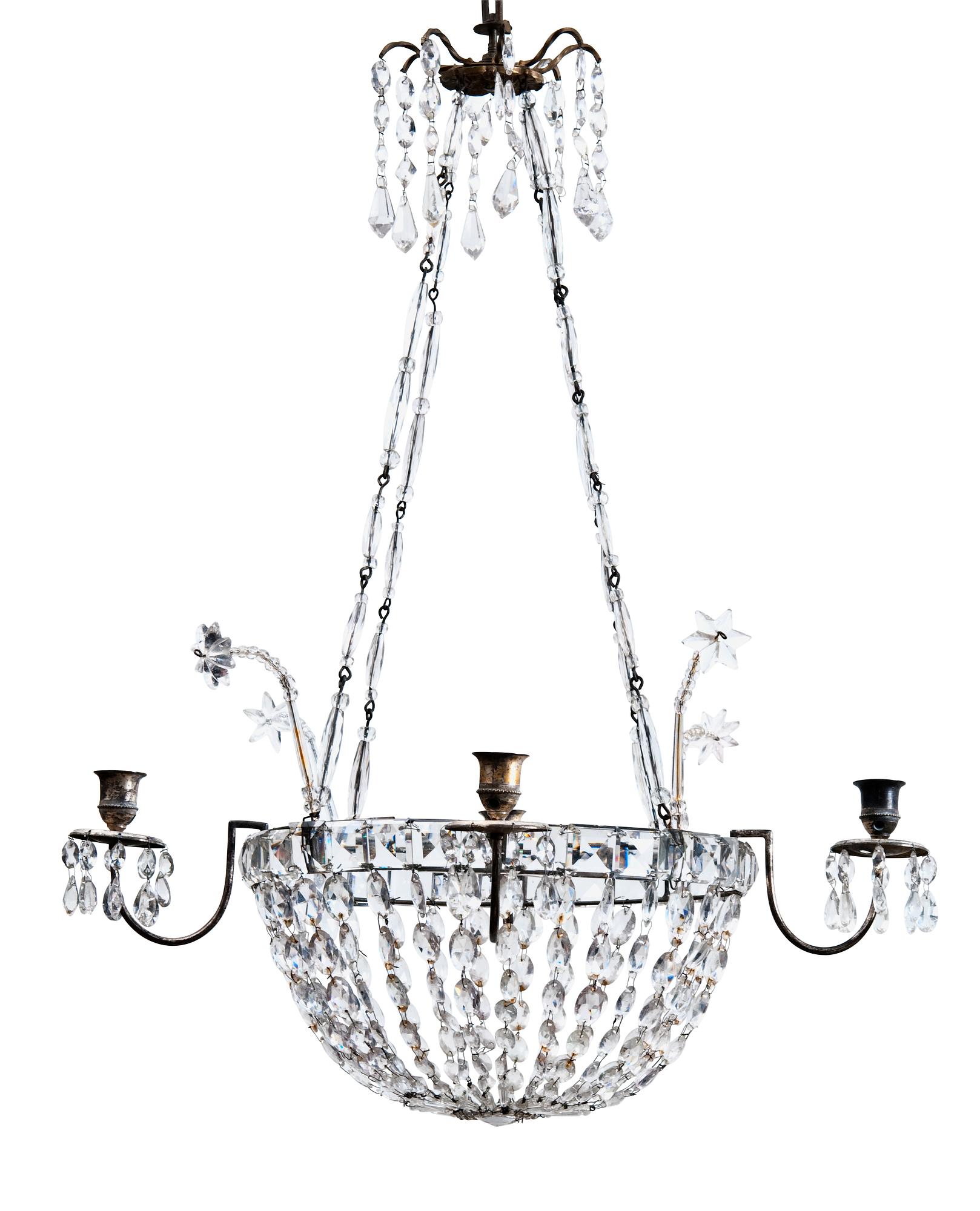 A CUT-GLASS CHANDELIER.