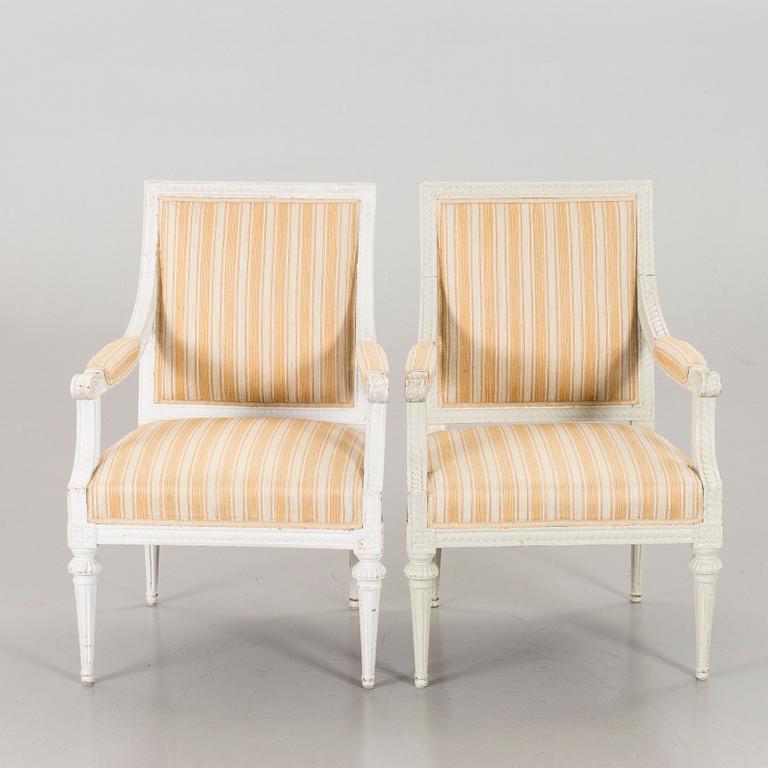 A pair of Swedish late Gustavian armchairs beginning of the 19th century.