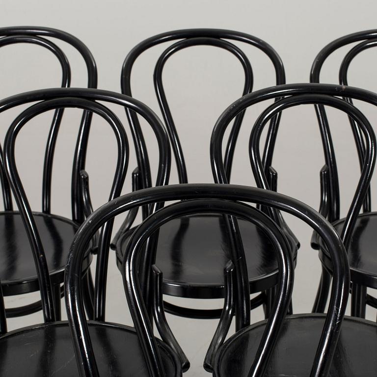 6 BLACK BENTWOOD CHAIRS SECOND HALF OF 20TH CENTURY, THONET-STYLE.