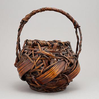 A Japanese Hanakago, 'Ikebana' bamboo basket for flower arrangement, first half of the 20th century.