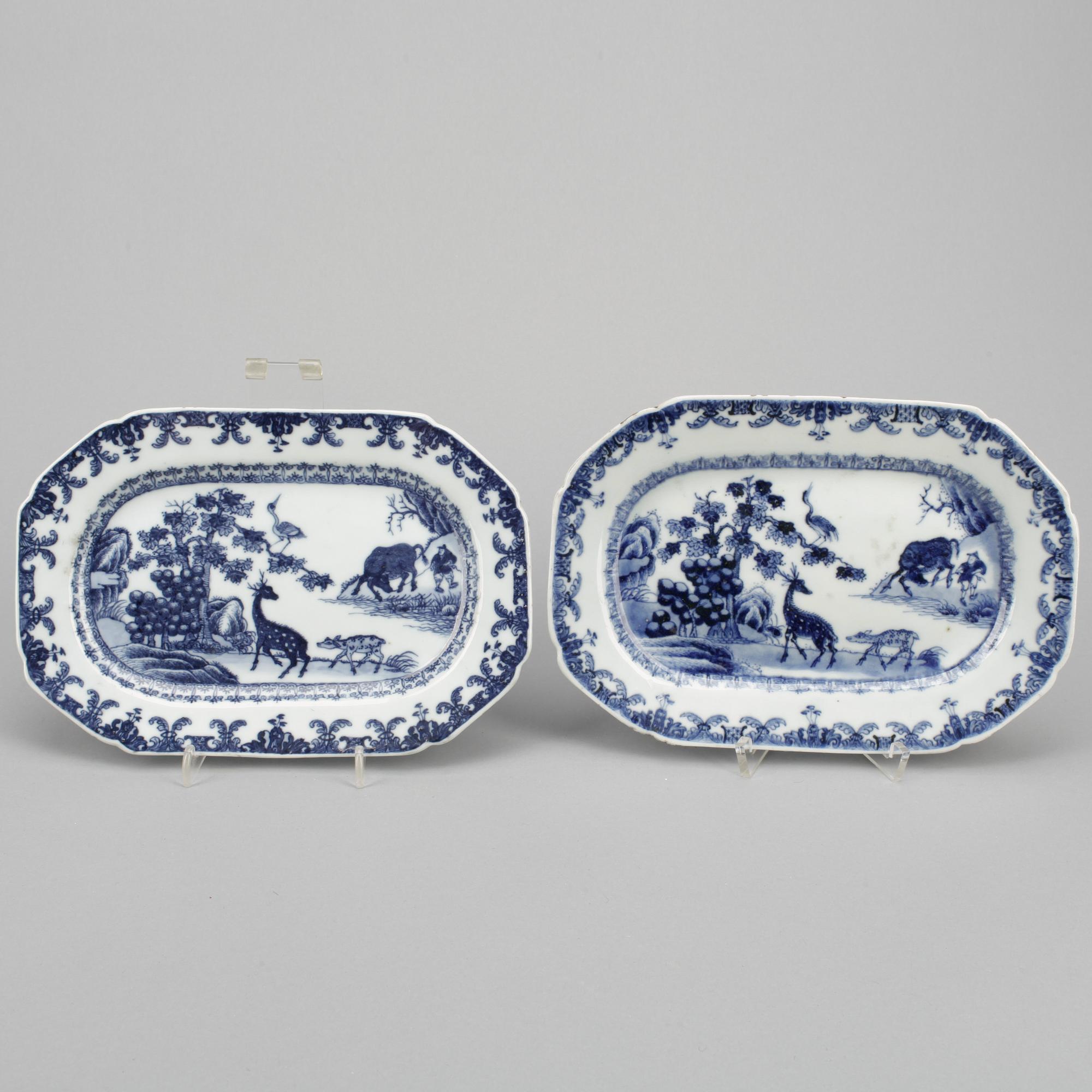 STEKFAT, 5 st. Porslin, Qing dynastin, Qianlong (1736-95).