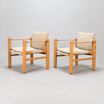 A pair of easy chairs, so-called safari model, 1970s-80s.